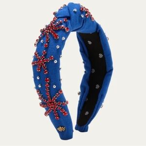 Lele Sadoughi Blue Knotted Headband Red Crystal Statement Firework Hairband